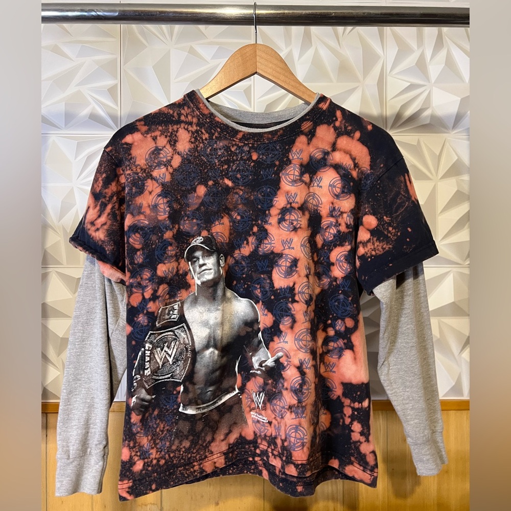 John Cena Wrestle Mania long sleeve shirt, custom bleach splatter design